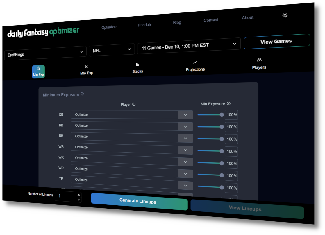 Free Daily Fantasy Optimizer desktop screenshot